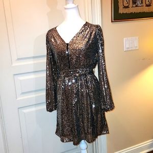 Koko + Mason Los Angeles size small sequined silver and black dress